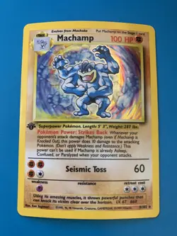 1st Edition Machamp 8/102 Base Set Holo Rare Vintage 1999 Pokemon Card - Image 1