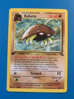 1st Edition Kabuto 50/62 Fossil Set Rare Vintage 1999 Pokemon Card - NM - Image 1
