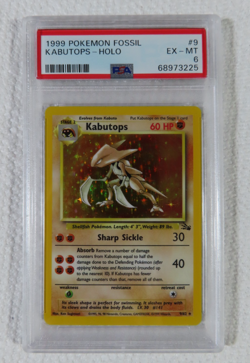 Pokemon Card 1999 Fossil 9/62 KABUTOPS Holo Unlimited Graded PSA 6 EX-MT - Image 1