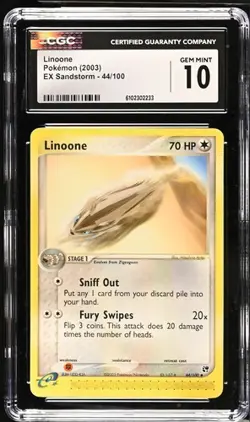 Pokemon Linoone 2003 EX Sandstorm 44/100 CGC 10 - Image 1