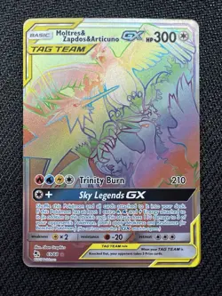 Pokemon TCG Moltres Zapdos Articuno Tag Team GX Hidden Fates 69/68 Rainbow - Image 1