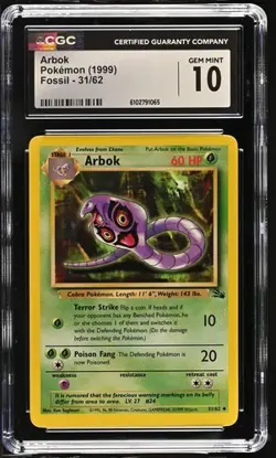 Pokemon Arbok 1999 Fossil 31/62 CGC 10 - Image 1