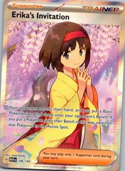 Erika’s Invitation - Trainer Full Art Card Pokemon TCG 151 196/165 NM (SKU 1-2) - Image 1