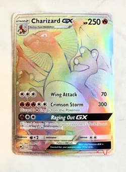 2017 POKEMON SM BURNING SHADOWS #150/147 CHARIZARD GX RAINBOW SECRET RARE NM - Image 1