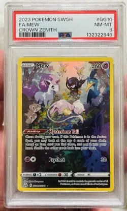 2023 Pokemon Sword And Shield Crown Zenith Fa Mew #GG10 Shiny Holo PSA 8 - Image 4