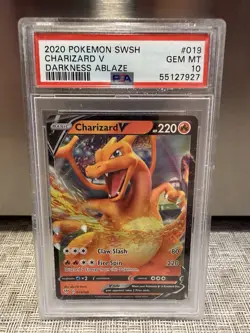 2020 Pokemon Sword & Shield Charizard V 019/189 Darkness Ablaze PSA 10 TCG SWSH - Image 1