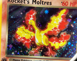 Rocket’s Moltres #12 Gym Heroes Holo 1st Ed PSA 7 Double Black Dot Error + Swirl - Image 3