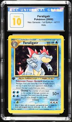 Pokemon Feraligatr 2000 Neo Genesis - 1st Ed. 4/111 CGC PERFECT 10 SWIRL - Image 1