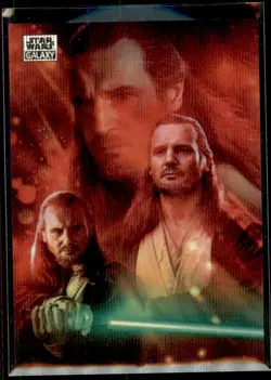 2025 Topps Chrome Star Wars Galaxy WAVE REFRACTOR Qui-Gon Jinn #15 /99 - Image 1