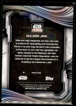 2025 Topps Chrome Star Wars Galaxy WAVE REFRACTOR Qui-Gon Jinn #15 /99 - Image 2