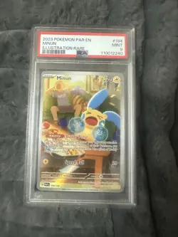 Pokemon TCG Minun IR Paradox Rift 194/182 Ilustrarion Rare PSA 9 - Image 1