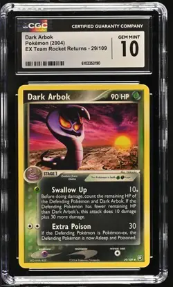 Pokemon Dark Arbok 2004 EX Team Rocket Returns 29/109 CGC 10 - Image 1