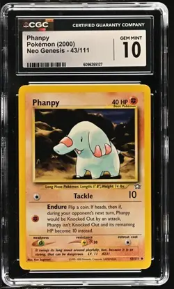 Pokemon Phanpy 2000 Neo Genesis 43/111 CGC 10 - Image 1