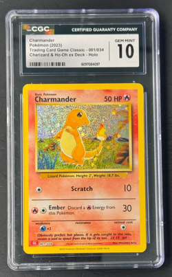 Charmander 001/034 Holo Classic Collection CGC 10 Gem Mint Pokemon Card 2023 - Image 1