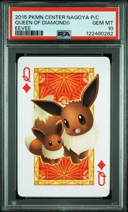 2013 POKEMON CENTER NAGOYA PLAYING CARDS EEVEE QUEEN OF DIAMONDS PSA 10 - Image 1