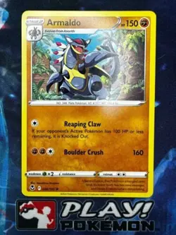 Armaldo 096/195 Rare Non Holo Silver Tempest Pokemon TCG Card NM + Cardsaver - Image 1