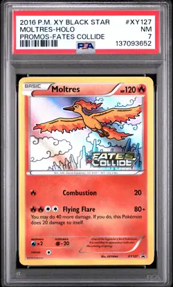 2016 POKEMON XY BLACK STAR PROMO FATES COLLIDE #XY127 MOLTRES-HOLO PSA 7 - Image 1