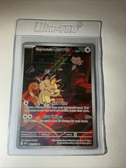 Pokemon TCG Destined Rivals Team Rocket's Meowth Illustration Rare IR 203/182 NM - Image 1