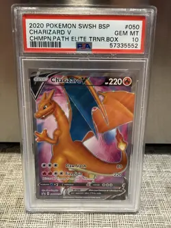 2020 Pokemon SWSH BSP Champions Path Elite Trainer Box #050 Charizard V PSA 10 - Image 1