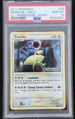 2011 POKEMON CALL OF LEGENDS #33 SNORLAX HOLO PRERELEASE STAFF PSA 10 POP 23 - Image 1