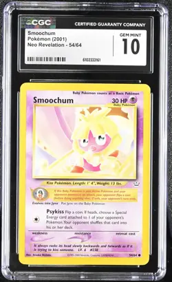 Pokemon 2001 Smoochum Neo Revelation 54/64 CGC 10 - Image 1