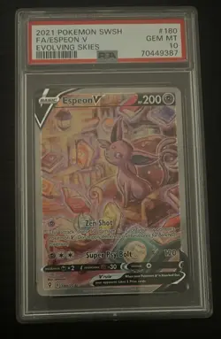 2021 Pokemon Evolving Skies ESPEON V Alt Art 180/203 PSA 10 GEM MINT - Image 1