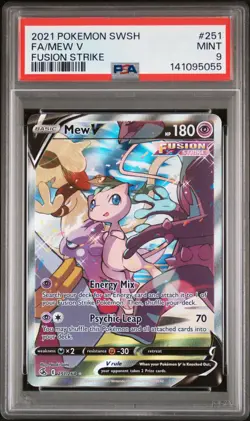 2021 POKEMON SWORD & SHIELD FUSION STRIKE #251 FULL ART/MEW V PSA 9 - Image 1