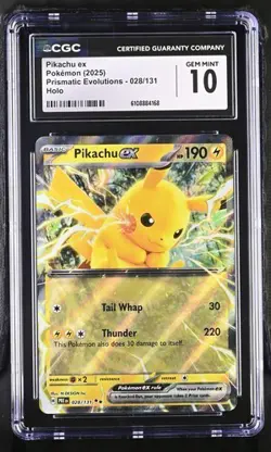 Pokemon Pikachu ex 2025 Prismatic Evolutions 028/131 CGC 10 - Image 1