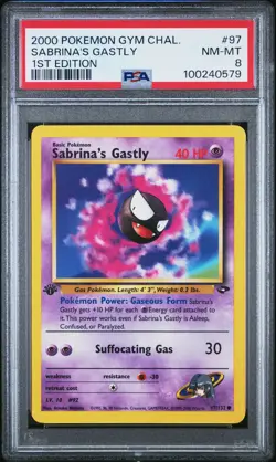 2000 Pokemon Gym Challenge 1st Edition Sabina's Gastly 97 PSA 8 NM-MT - Image 1