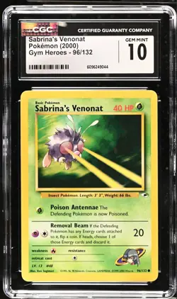 Pokemon 2000 Sabrina's Venonat Gym Heroes 96/132 CGC 10 - Image 1