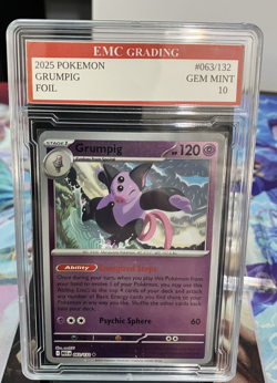 GRUMPIG #063/132 FOIL Pokemon 2025 Card GRADED 10 MINT TCG CCG - Image 1