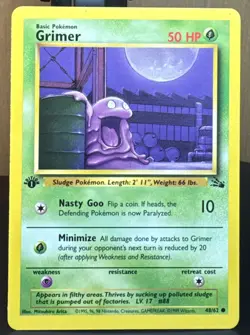 Pokemon Pokemon TCG: Grimer 1st Edition Fossil 48/62 Regular 1999 Vintage Card - Image 1
