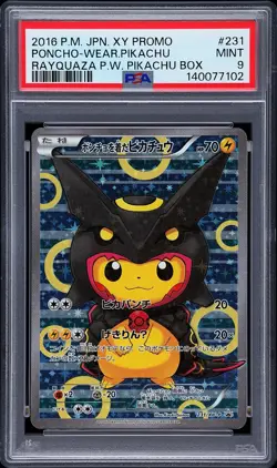2016 POKEMON JAPANESE XY PROMO #231 PONCHO-WEAR.PIKACHU RAYQUAZA PSA 9 - Image 1