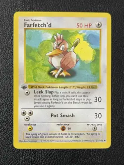 Pokemon Card - Farfetch'd Base Set (Shadowless) 27/102 Uncommon 1st Edition 1999 - Image 1