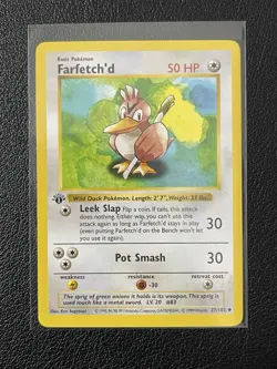 Pokemon Card - Farfetch'd Base Set (Shadowless) 27/102 Uncommon 1st Edition 1999 - Image 2