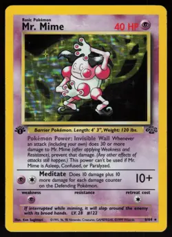Mr. Mime 6/64 Rare Jungle Holo 1st Edition Pokemon - Image 1