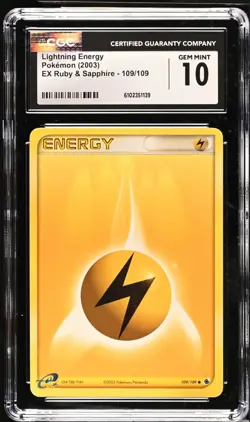 Pokemon 2003 Lightning Energy EX Ruby & Sapphire 109/109 CGC 10 - Image 1