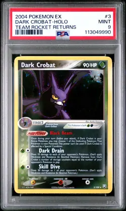 2004 POKEMON EX TEAM ROCKET RETURNS DARK CROBAT #3 HOLO PSA 9 MINT #113049990 - Image 1