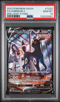 2022 POKEMON SWORD & SHIELD BRILLIANT STARS #TG22 FULL ART/UMBREON V PSA 10 - Image 1