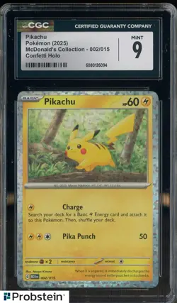 2025 Pokemon McDonald's Collection Confetti Holo #002/015 Pikachu CGC 9 MINT - Image 1