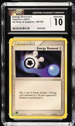 Pokemon Energy Removal 2 2003 EX Ruby & Sapphire 80/109 CGC 10 - Image 1