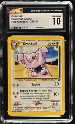 Pokemon Granbull 2000 Neo Genesis 37/111 CGC 10 - Image 1