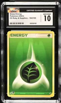 Pokemon Grass Energy 2003 EX Ruby & Sapphire 104/109 CGC 10 - Image 1