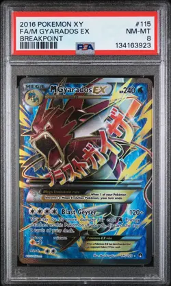 2016 POKEMON XY BREAKPOINT #115 FA/M GYARADOS EX PSA 8 - Image 1