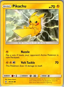 Pikachu 66/236 Non Holo SM - Cosmic Eclipse - Pokemon Card - NM - Image 1