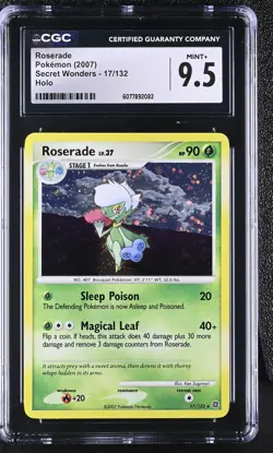 CGC 9.5 MINT+ Roserade 2007 Secret Wonders 17/132 Holo Pokemon Card - Image 1