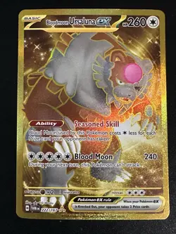 Bloodmoon Ursaluna ex 222/167 Pokemon Twilight Masquerade Gold Hyper Rare Crease - Image 1