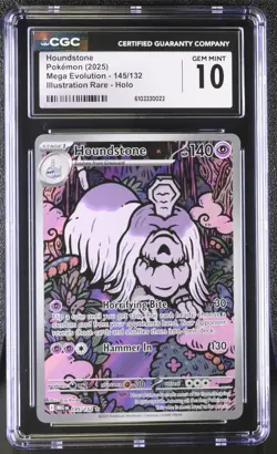 CGC 10 - Houndstone 145/132 Illustration Rare Pokemon Mega Evolution Base Set B - Image 1