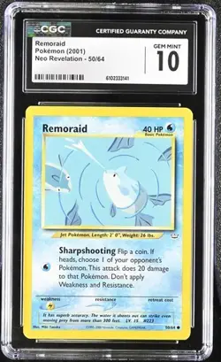 Pokemon Remoraid 2001 Neo Revelation 50/64 CGC 10 - Image 1
