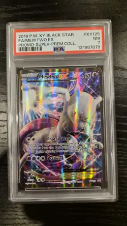 2016 POKEMON XY BLACK STAR PROMO SUPER-PREM COLL #XY125 FULL ART/MEWTWO EX PSA 7 - Image 1